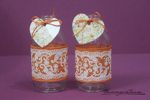 Lọ thủy tinh trang trí ruy băng & tag giấy 12